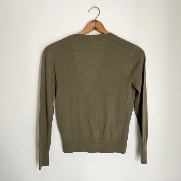 J.Crew Merino Wool Wrap Sweater in olive green - Picture 6 of 6